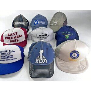 9 Hats Vintage Snapback Strap Baseball Cap Lot Corvette Club Bass Super Bowl